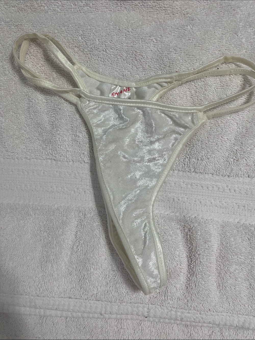 Sheer White Velvet Thong - Women's Intimates